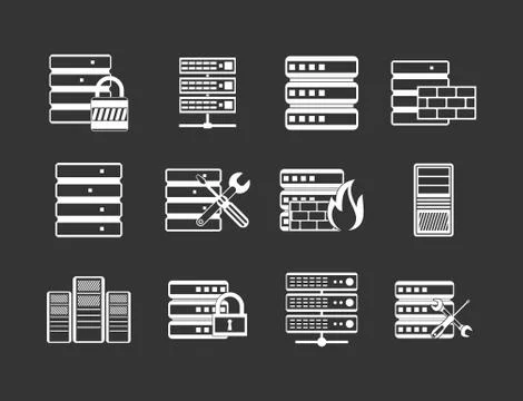 Server icon set grey vector 스톡 일러스트
