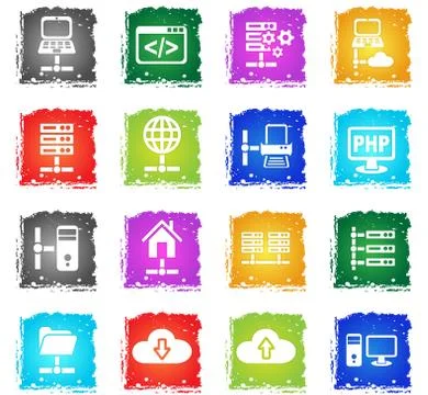 Server icon set 스톡 일러스트