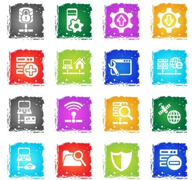 Server icon set 스톡 일러스트