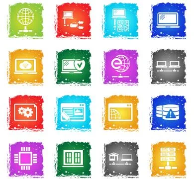 Server icon set Stock Illustration