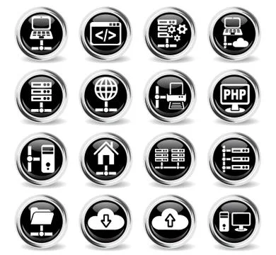 Server icon set Stock Illustration