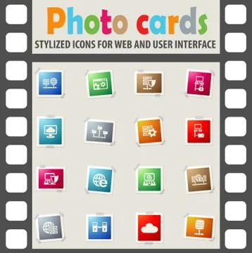 Server icon set 스톡 일러스트