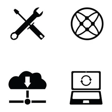 Server icon set Illustrazione stock