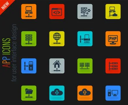 Server icon set Stock Illustration