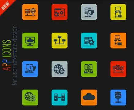 Server icon set 스톡 일러스트