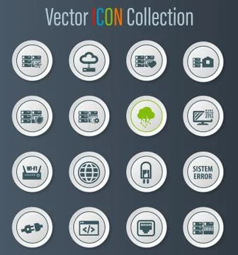 Server icon set Illustrazione stock
