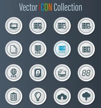 Server icon set Illustrazione stock