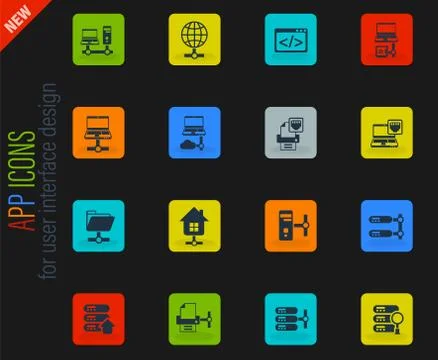 Server icon set Stock Illustration