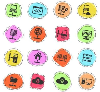 Server icon set Stock Illustration