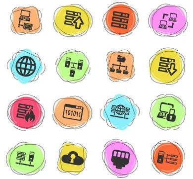 Server icon set 스톡 일러스트