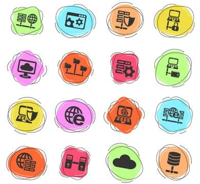 Server icon set 스톡 일러스트