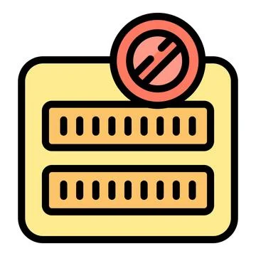 Server icon showing crossed out circle representing denial of service attack Stock Illustration