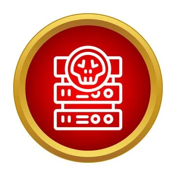 Server icon showing data breach cyber attack Stock Illustration