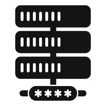 Server icon showing password protected database with firewall Stock Illustration