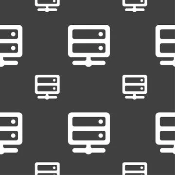 Server icon sign. Seamless pattern on a gray background. Vector Illustrazione stock