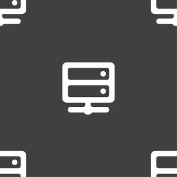 Server icon sign. Seamless pattern on a gray background. Vector 스톡 일러스트