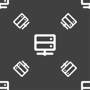 Server icon sign. Seamless pattern on a gray background. Vector 스톡 일러스트
