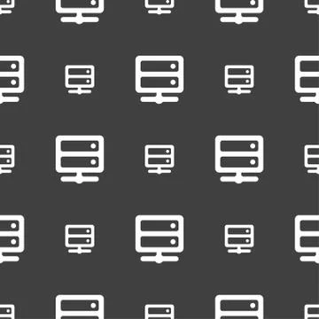 Server icon sign. Seamless pattern on a gray background. Vector Illustrazione stock