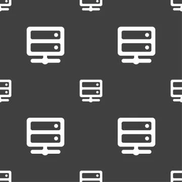 Server icon sign. Seamless pattern on a gray background. Vector 스톡 일러스트