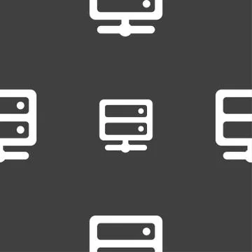 Server icon sign. Seamless pattern on a gray background. Illustrazione stock