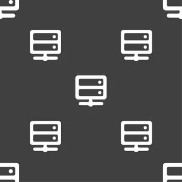 Server icon sign. Seamless pattern on a gray background. Stock Illustration