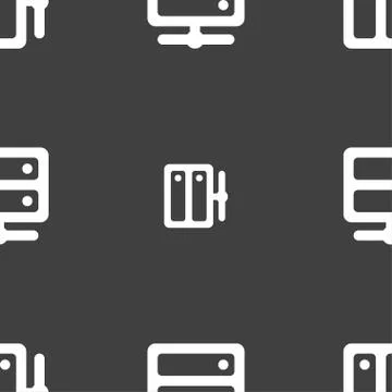Server icon sign. Seamless pattern on a gray background. Stock Illustration