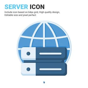 Server icon vector with flat color style isolated on white background 스톡 일러스트