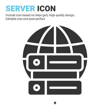 Server icon vector with glyph style isolated on white background 스톡 일러스트