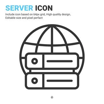 Server icon vector with outline style isolated on white background Stock Illustration