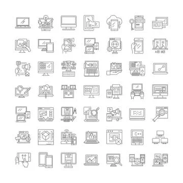 Server icons linear icons, signs, symbols vector line illustration set Stock Illustration
