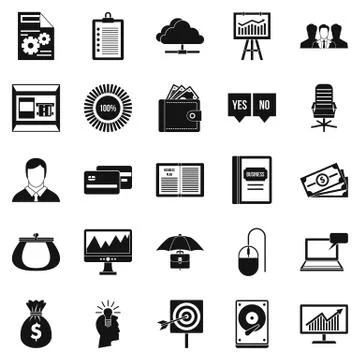 Server icons set, simple style Illustrazione stock