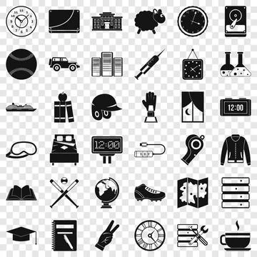 Server icons set, simple style Stock Illustration
