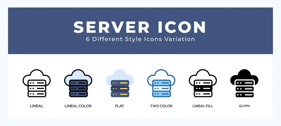 Server icons set of simple vector illustration. Stock Illustration