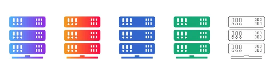 Server Infrastructure and Data Center Icons Set Stock Illustration