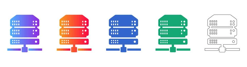 Server Infrastructure and Data Center Icons Stock Illustration