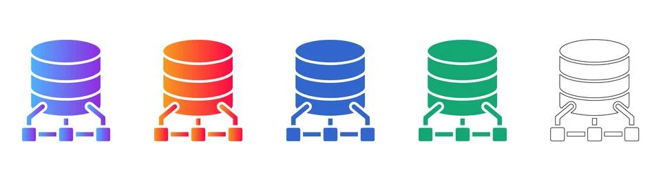 Server Infrastructure and Data Network Icons Stock Illustration