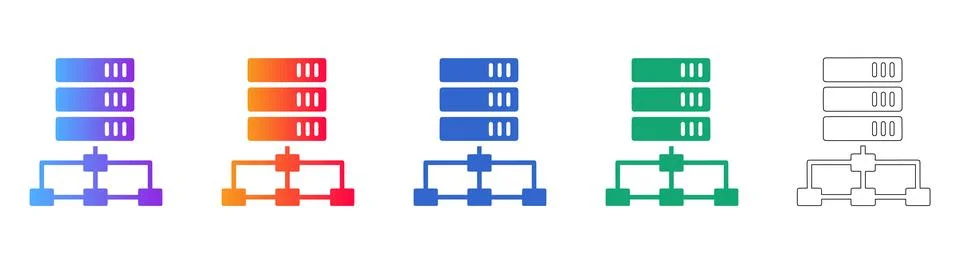 Server Infrastructure and Data Storage Icons Stock Illustration