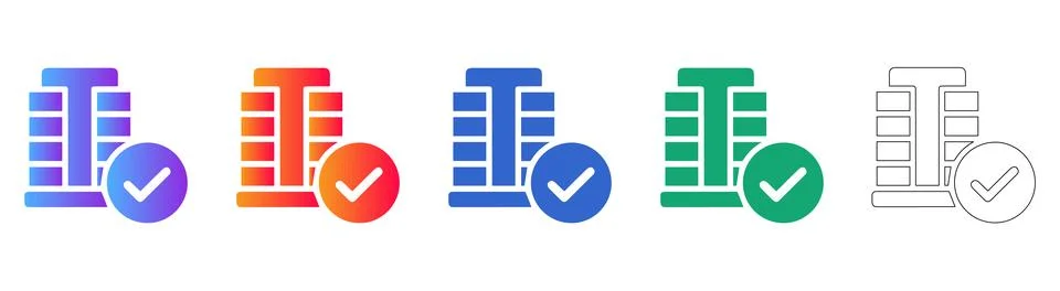 Server Infrastructure and Data Validation Icons Stock Illustration