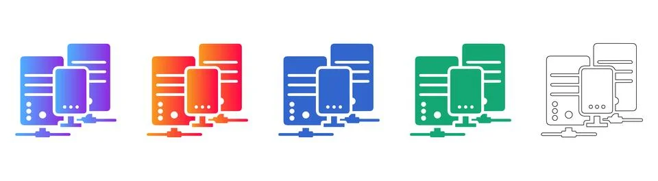 Server Infrastructure and Network Connection Icons イラスト素材
