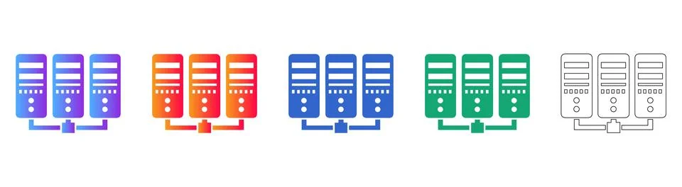 Server Infrastructure and Network Icon Set Illustrazione stock