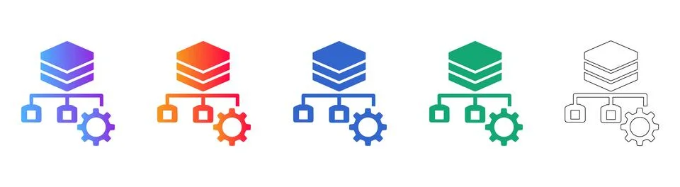 Server Infrastructure and System Maintenance Icons イラスト素材