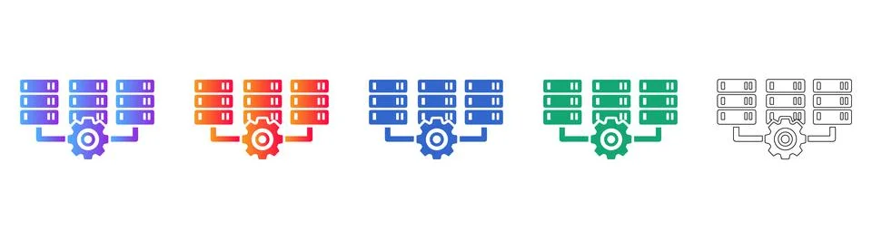 Server Infrastructure Maintenance Icon Set Illustrazione stock