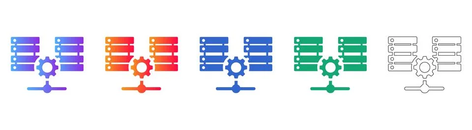 Server Infrastructure Maintenance Icons Stock Illustration