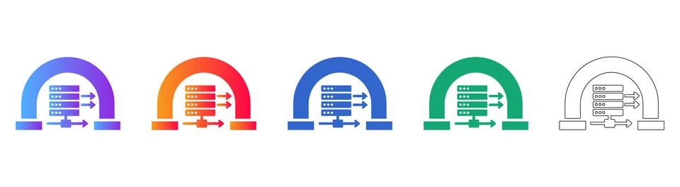 Server Infrastructure Network Connection Icons Illustrazione stock