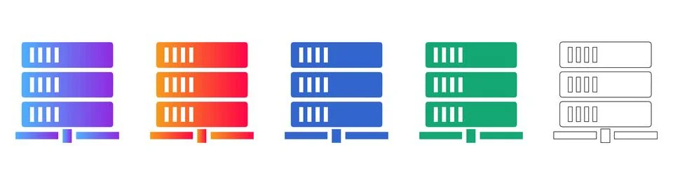 Server Infrastructure Network Icons Stock Illustration