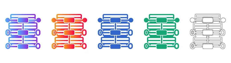 Server Infrastructure Network Node Icons Stock Illustration