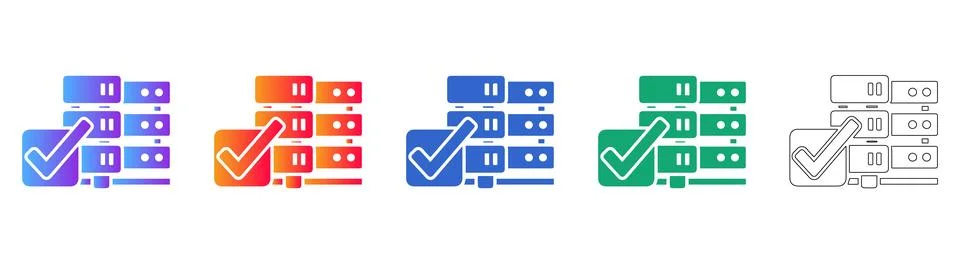 Server Infrastructure Status Check Icon Set イラスト素材