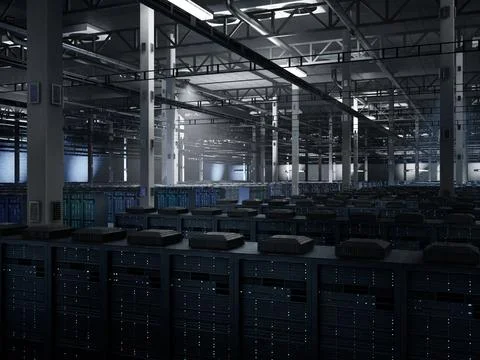 Server infrastructure systems delivering AI automation and cloud storage Illustrazione stock
