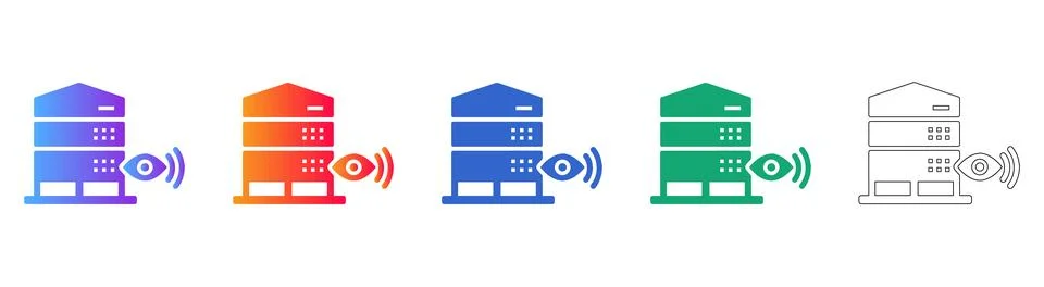 Server Inspection and Analytics Icons Stock Illustration