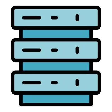 Server interface icon color outline vector Stock Illustration